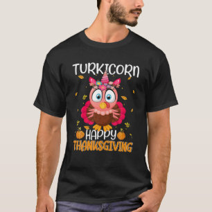 Camiseta Turkicorn Feliz Dia de Ação de Graças Cute Unicorn