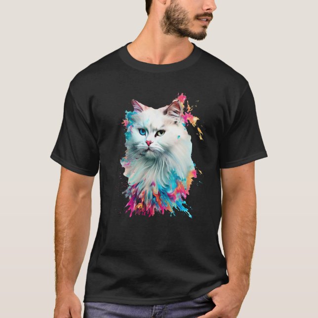 Camiseta Turkish Angora Salpicos Coloridos De Tinta, Abstra (Frente)