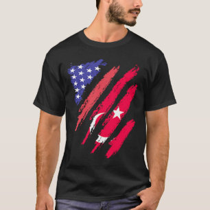 Camiseta Turkiye American Patriot Grown Hearwn Flag Stripes