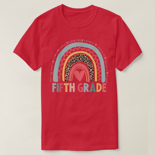 Camiseta Turma da Professora de Meninas Leopardo Arco-íris  (Frente do Design)