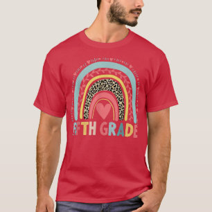 Camiseta Turma da Professora de Meninas Leopardo Arco-íris