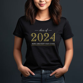 Camiseta Turma de 2022 em Ouro Elegante Graduação Personali