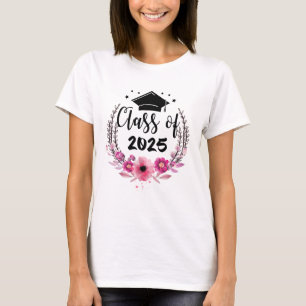 Camiseta Turma de 2025 Flores Engraçadas de Formatura