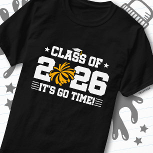 Camiseta Turma de 2026 Graduação de Cheer Dourado É Hora de