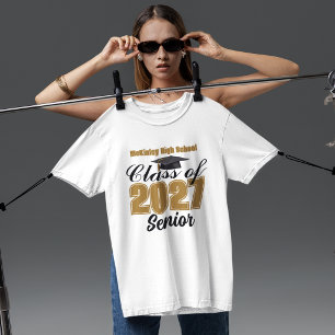 Camiseta Turma de 2027 do Ensino Médio Dourado e Preto Pers