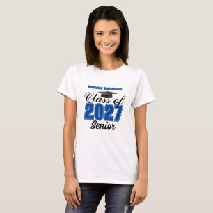 Camiseta Turma de 2027 do Ensino Médio Feminino Azul