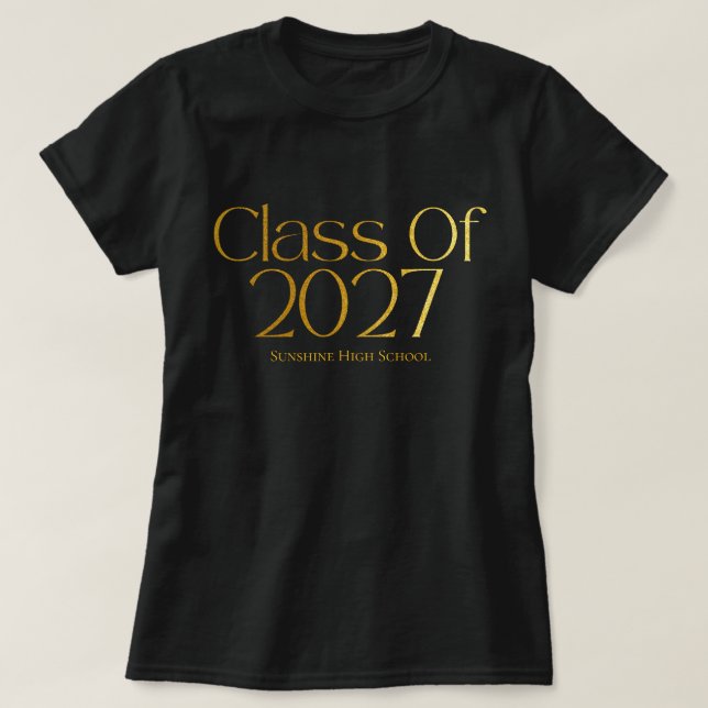 Camiseta Turma de 2027 Tipografia Preta e Dourada (Frente do Design)