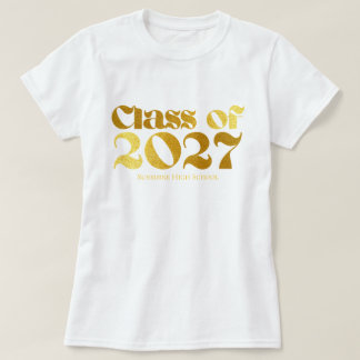 Camiseta Turma de 2027 Tipografia Preta e Dourada