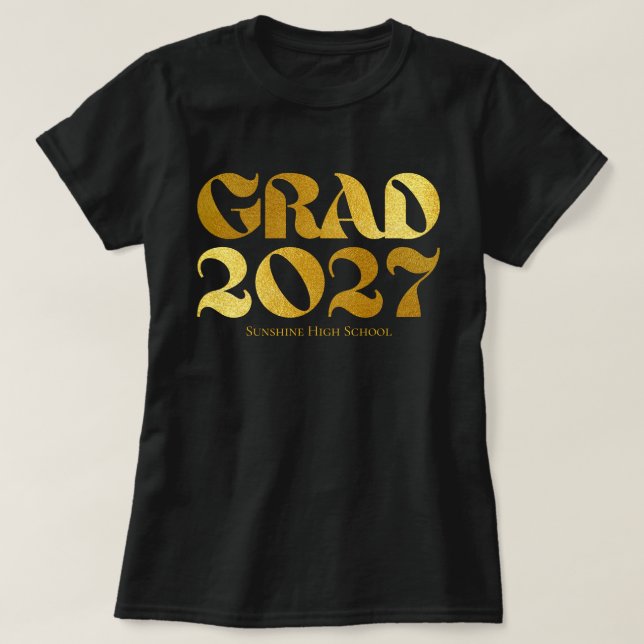 Camiseta Turma de 2027 Tipografia Preta e Dourada (Frente do Design)