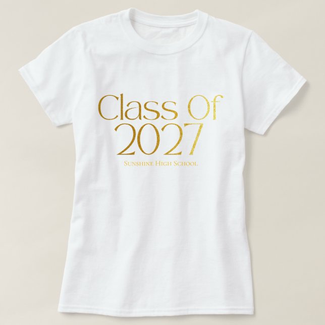 Camiseta Turma de 2027 Tipografia Preta e Dourada (Frente do Design)