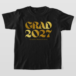 Camiseta Turma de 2027 Tipografia Preta e Dourada do Ensino