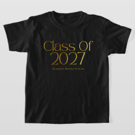 Camiseta Turma de 2027 Tipografia Preta e Dourada do Meio
