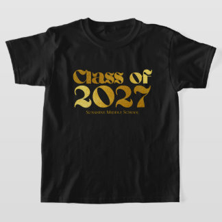 Camiseta Turma de 2027 Tipografia Preto e Dourado do Ensino