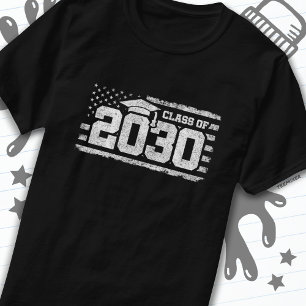 Camiseta Turma de 2030 Formatura Bandeira Americana Veteran
