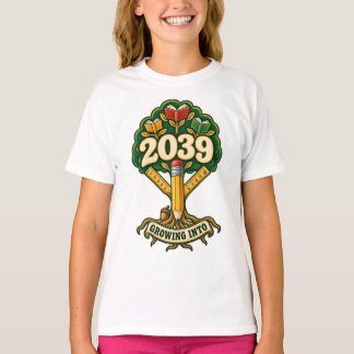 Camiseta Turma de 2039 Árvore de Aprendizado do Lápis