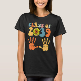 Camiseta Turma De 2039 Cresça Comigo Impressão Da Mão Pré K