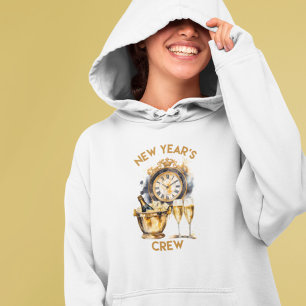 Camiseta Turma de Ano Novo em Aquarela Preta e Dourada