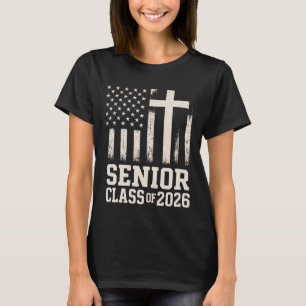 Camiseta Turma de Formatura 2026 Bandeira Cruz EUA