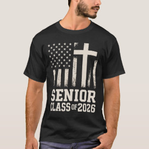 Camiseta Turma de Formatura 2026 Bandeira Cruz EUA
