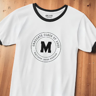 Camiseta Turma de Graduados de 20XX Monograma Moderno Perso