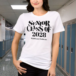 Camiseta Turma Sênior de Graduação Retro Preto e Branco