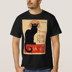 Camiseta Turnê do Gato Preto Vintage Black Cat Art Nouveau