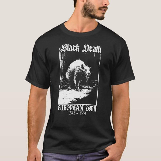 Camiseta Turnê Europeia da Morte Negra â€“ Medieval Ratcore (Frente)