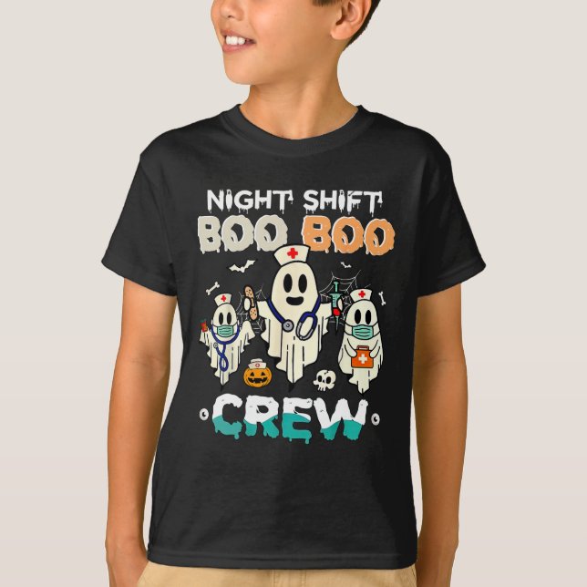 Camiseta Turno Boo Crew Enfermeira Ghost Halloween Enfermei (Frente)