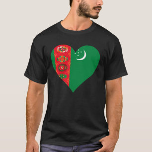 Camiseta Turquemenistão Sinalizador Coração Turquemenistão