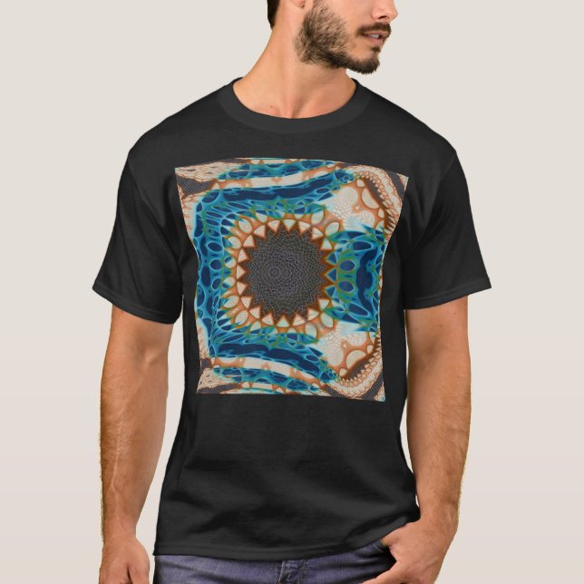 Camiseta Turquesa Dourada Sun Sudoeste Arte (Frente)
