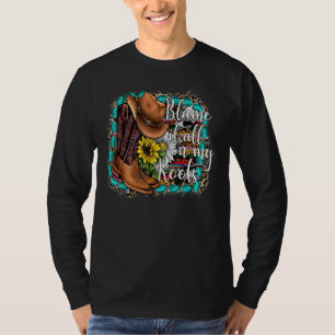 Camiseta Turquesa Ocidental Serape Sunflower Culpa Tudo