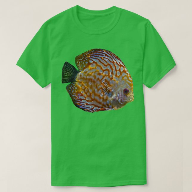 Camiseta Turquesa Peixe de Disco (Frente do Design)