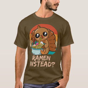 Camiseta Turquia Ação de Graças Ramen Noodle Soup Retro Sun