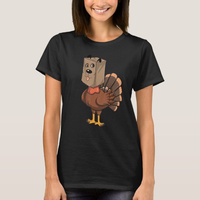 Camiseta Turquia Cão Disfarça Ação De Graças Turquia Em Dis (Frente)