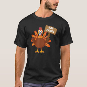 Camiseta Turquia Coma Pizza Sinal Adulto Vegan Crianças Eng