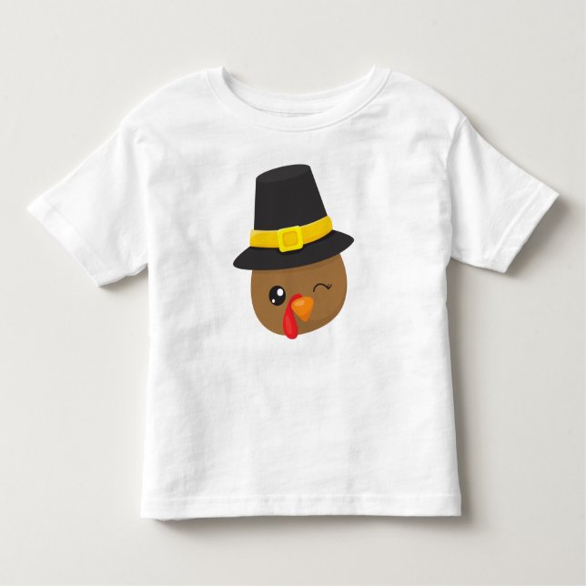 Camiseta Turquia de Ação de Graças, Turquia Marrom, Chapéu  (Frente)