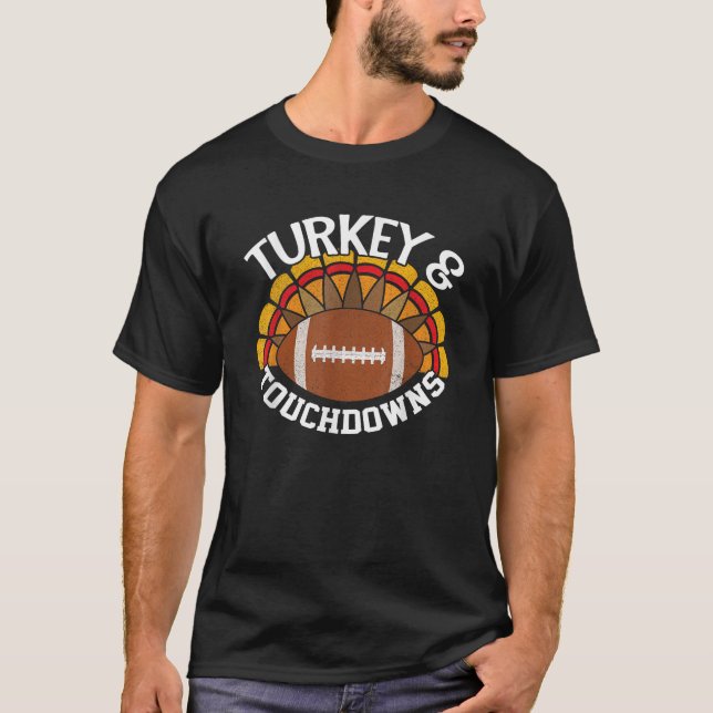 Camiseta Turquia e touchdowns Engraçados Futebol de Ação de (Frente)