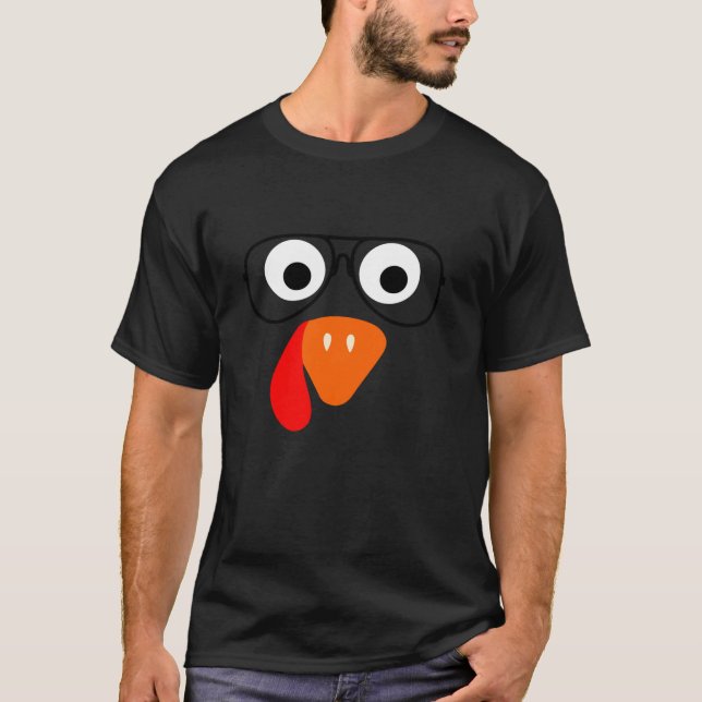 Camiseta Turquia Face Óculos Dia de Ação de Graças Colheita (Frente)