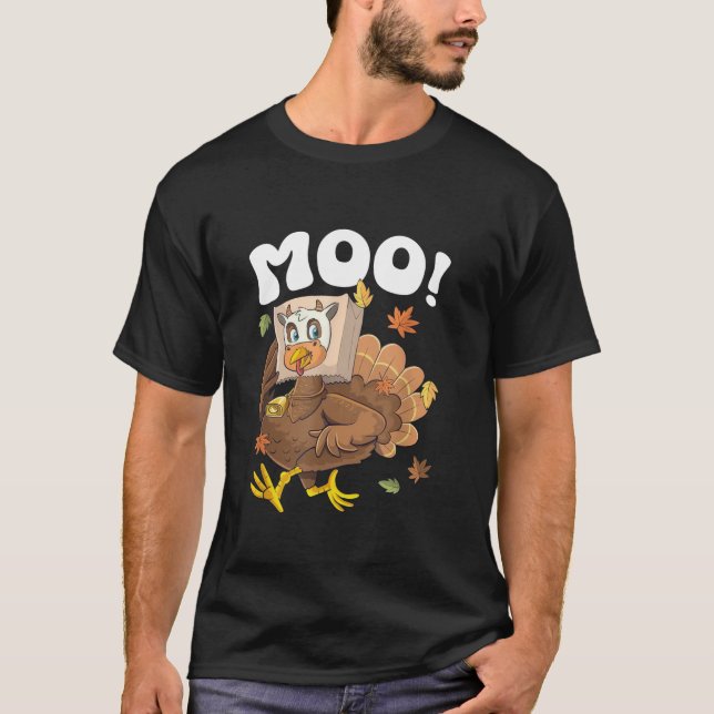 Camiseta Turquia Moo Engraçado Ação de Graças Bonita Turqui (Frente)