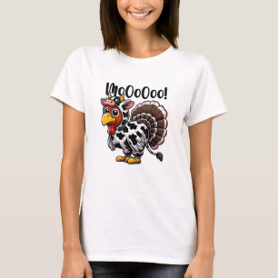 Camiseta Turquia Moo Engraçado Turquia Vaca Ação de Graças