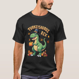 Camiseta Turquia Saurus Rex Dinossaur Pumpkin Engraçado Gra