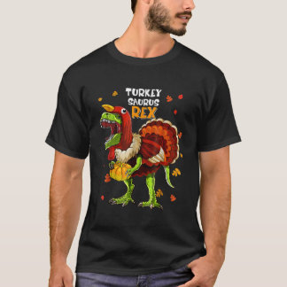 Camiseta Turquia Saurus Rex Dinossaur Pumpkin Engraçado Gra
