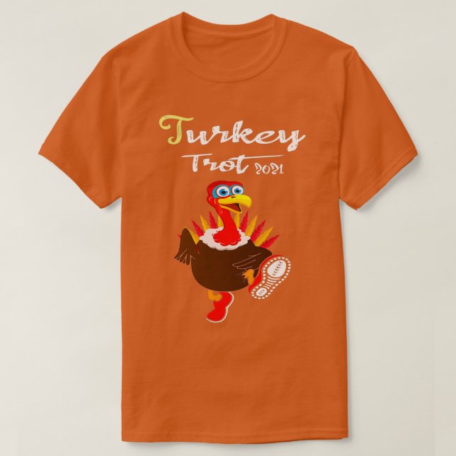 Camiseta Turquia Trot 2021 Engraçado Ação de Graças em Curs (Frente do Design)