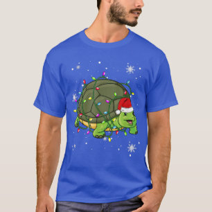 Camiseta Turtle Christmas Lights Led Led Engraçado Noel Hat