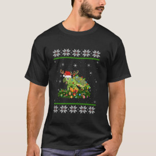 Camiseta Turtle Christmas Lights Reindeer Santa Hat Turtle