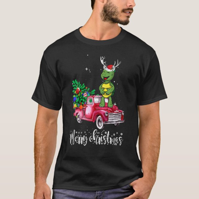 Camiseta Turtle Christmas Ride Red Truck (Frente)