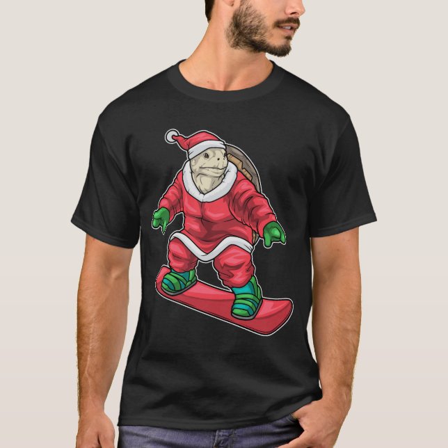 Camiseta Turtle Christmas Skateboard (Frente)