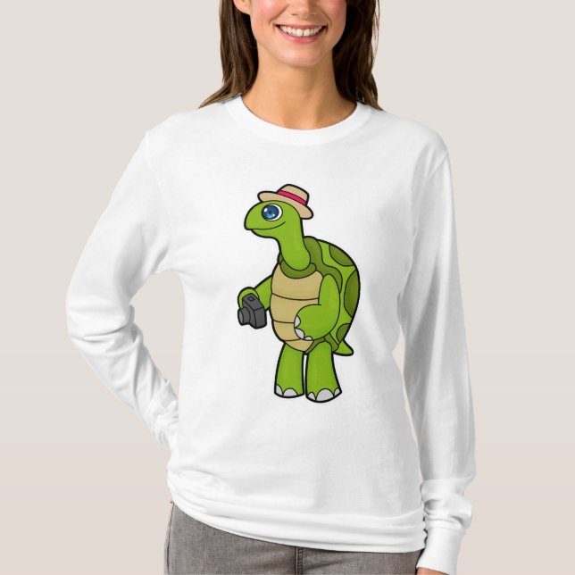 Camiseta Turtle como fotógrafo com câmera (Frente)