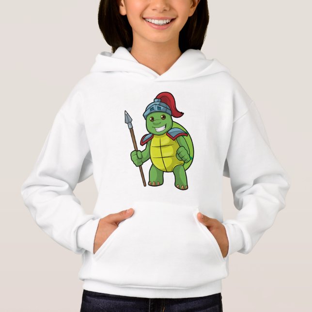 Camiseta Turtle como guerreiro com Spear e Helmet (Frente)