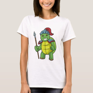 Camiseta Turtle como guerreiro com Spear e Helmet